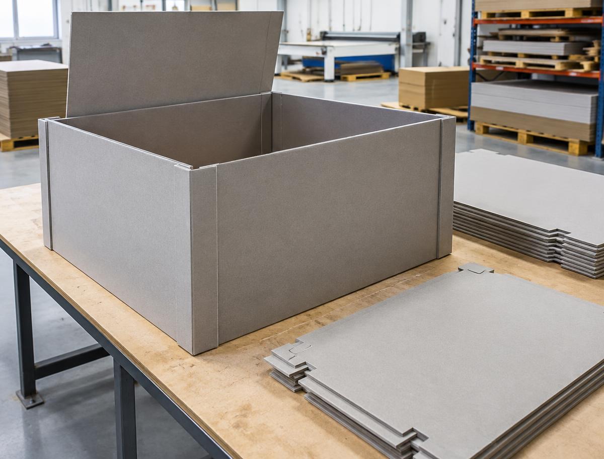 Caja especial grande fabricada con cartón gris